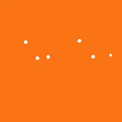 Orange background with white dots forming text