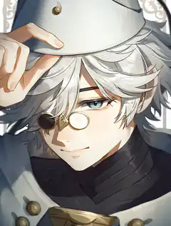 anime boy tipping hat with monocle