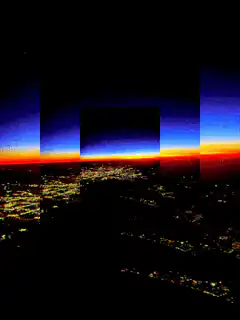 glitchy city sunset