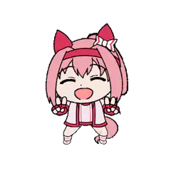 chibi pink cat girl waving