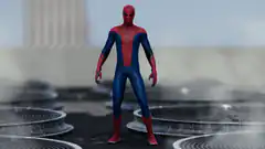 Spider-Man standing on rooftop vents