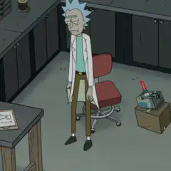 Rick Sanchez sits down tired