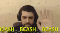 Man waving hand with BCASH text