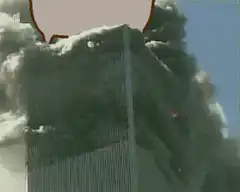 Pusheen on the burning World Trade Center