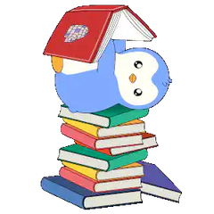 Blue bird sleeping on stack of books
