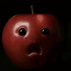 scared apple being crushed by hydraulic press