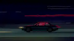 driving car at night with light trails