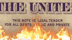 One dollar bill burning