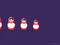 Russian nesting dolls falling over