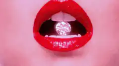 Red lips with a diamond