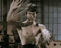 Bruce Lee doing martial arts moves