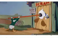 Donald Duck gets nose squished in door