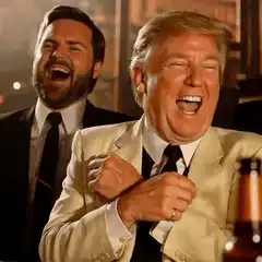Donald Trump and Nick Offerman laughing