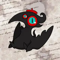 black bird with red beret