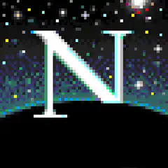 Pixel art letter N with space background