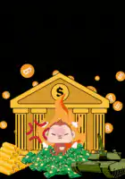 Monkey burning bank with money