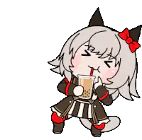 chibi girl drinking bubble tea