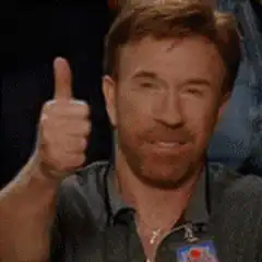 Chuck Norris thumbs up and fist pump