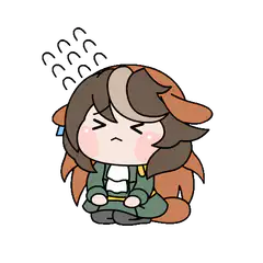Chibi character sweating nervously