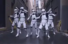 Stormtroopers dancing in an alley