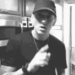 Eminem shushing the camera
