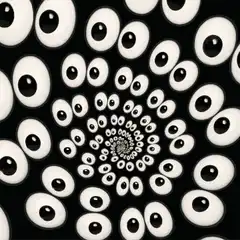 Spinning spiral of cartoon eyes