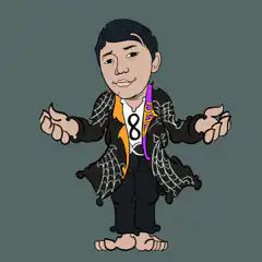 Cartoon man in spiderweb coat
