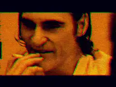 Joaquin Phoenix smoking with glitch effect