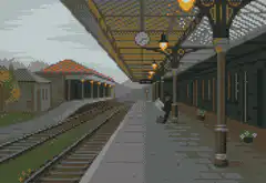 pixel art train station platform