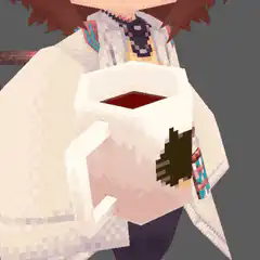 Pixel art girl holding a mug