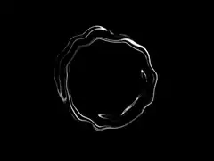 White liquid ring morphing on black background