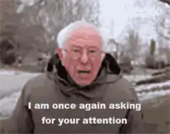 Bernie Sanders asking for attention