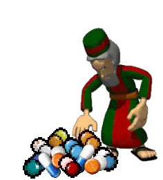 Old man throws a pill