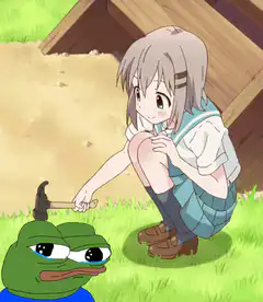 anime girl hammering Pepe the Frog