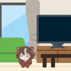 Crying character in bear suit and frozen character