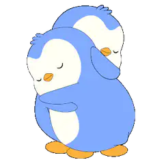 Two blue penguins hugging