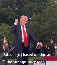 Donald Trump dancing Bitcoin thin air