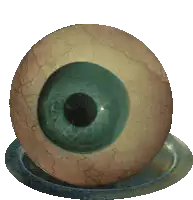 creepy realistic eyeball on a plate