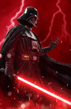 Darth Vader with lightsaber and lightning