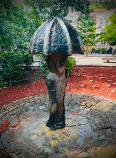 Umbrella statue fountain