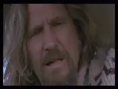 The Dude squinting and blinking