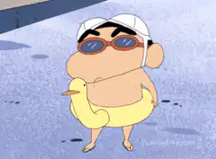 Crayon Shin-chan with duck floatie