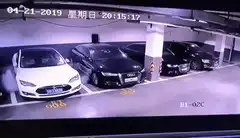 CCTV footage of a car explosion in a parking garage