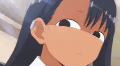 anime girl with mask looking sideways