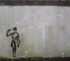 Banksy Girl with Gun Butterflies
