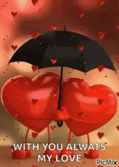 Two hearts under an umbrella