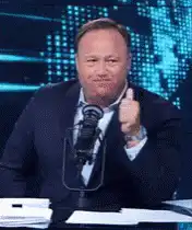 Alex Jones gives thumbs up then shushes