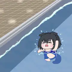 anime girl splashing in pool