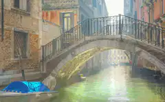 Venice canal with animated snow