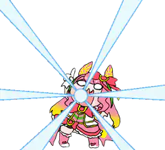 Pink anime girl with spinning light beams